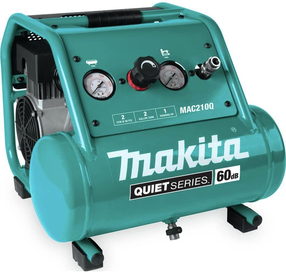 Various sized air compressors showing different CFM ratings and tank capacities for shop and garage use