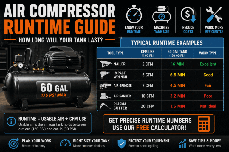 Air Compressor Runtime Guide: How Long Will Your Tank Last?