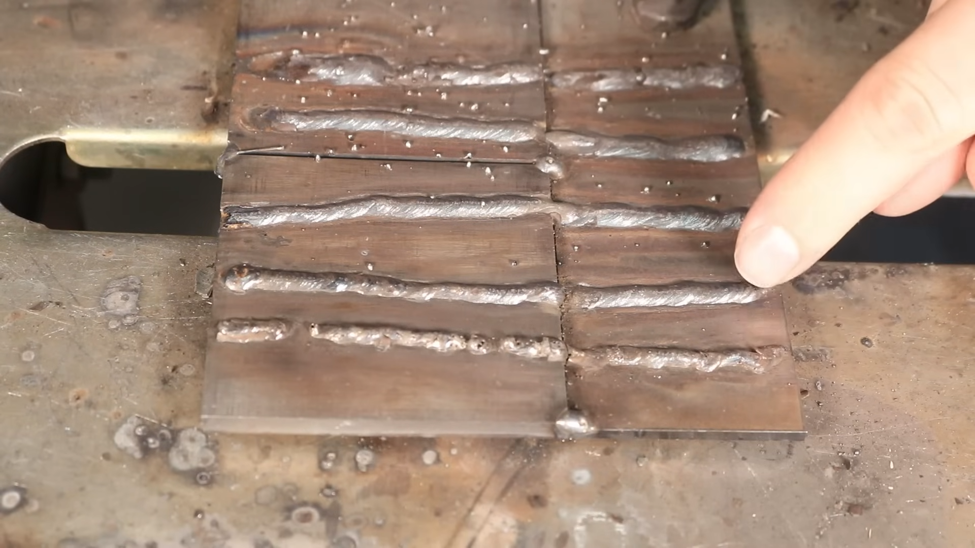 Completed stick weld showing electrode deposition and weld bead quality