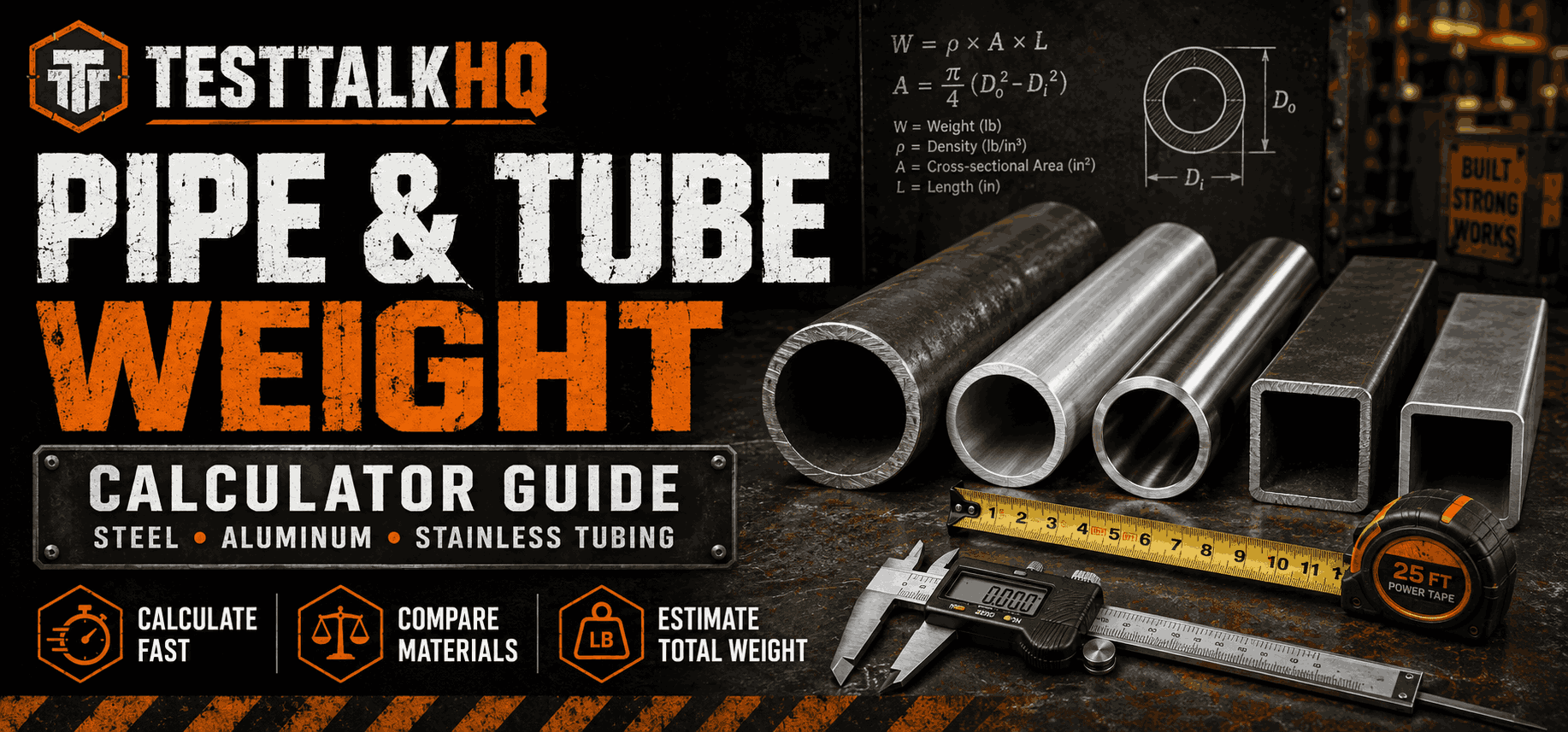 Pipe and tube weight calculator guide for steel, aluminum, and stainless tubing