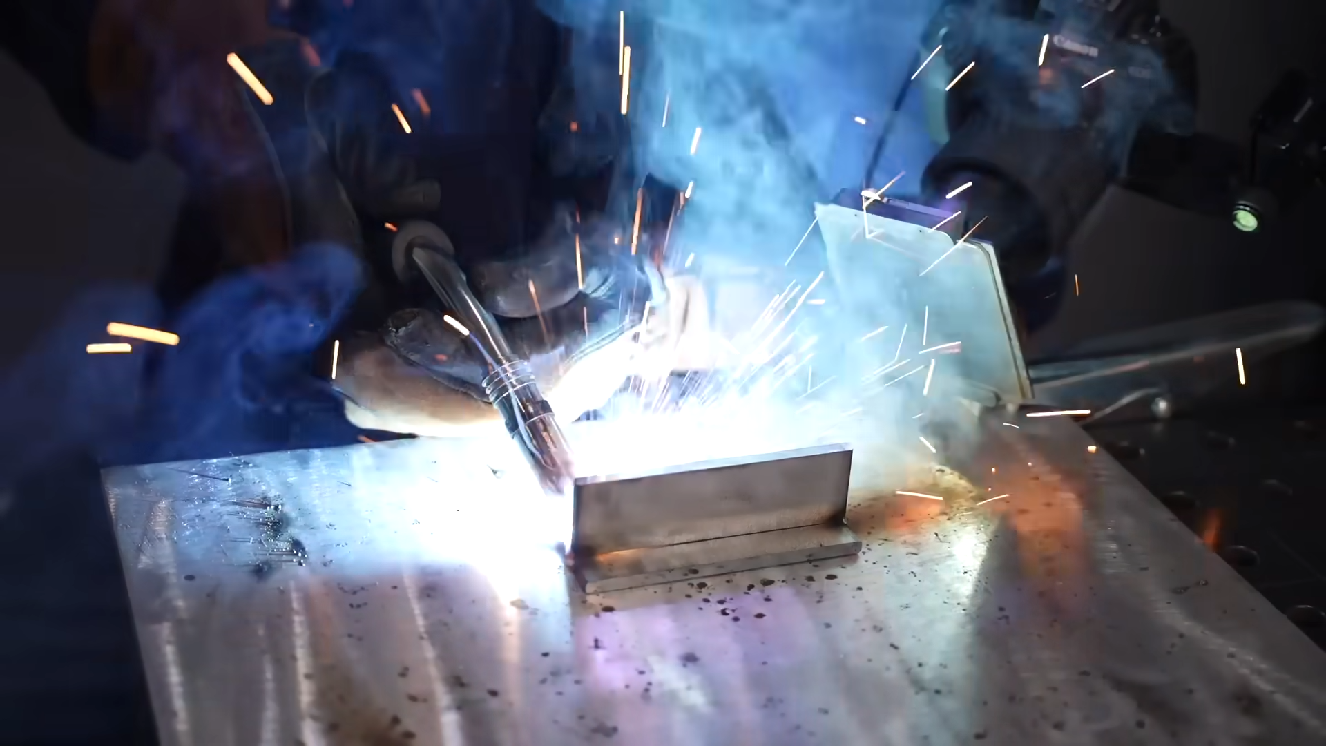 MIG welding showing proper wire size selection for material thickness