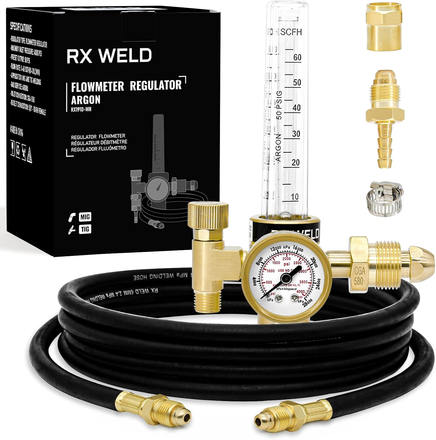 Argon regulator flowmeter for TIG