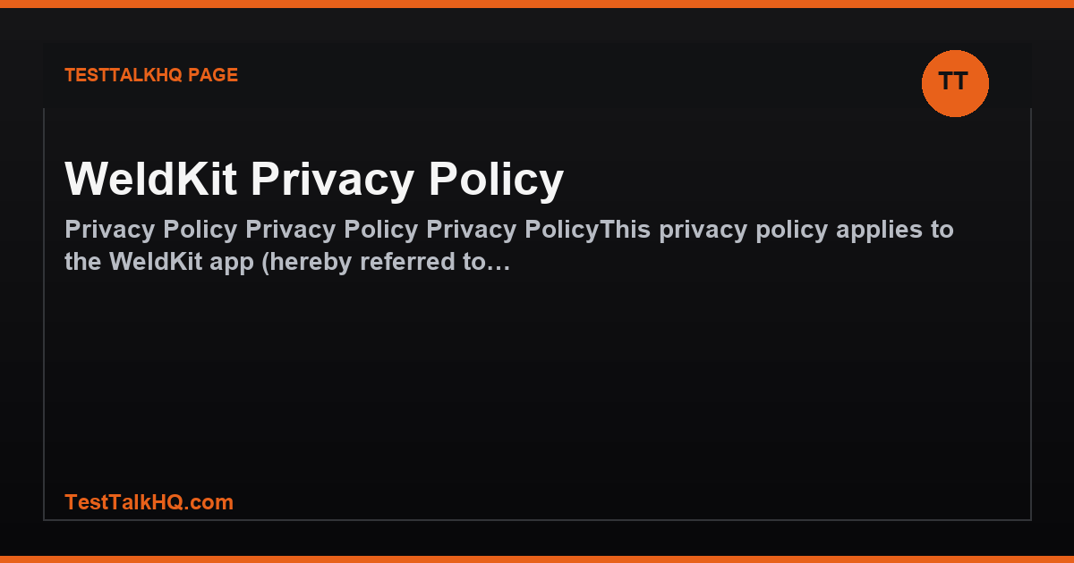 WeldKit Privacy Policy featured image