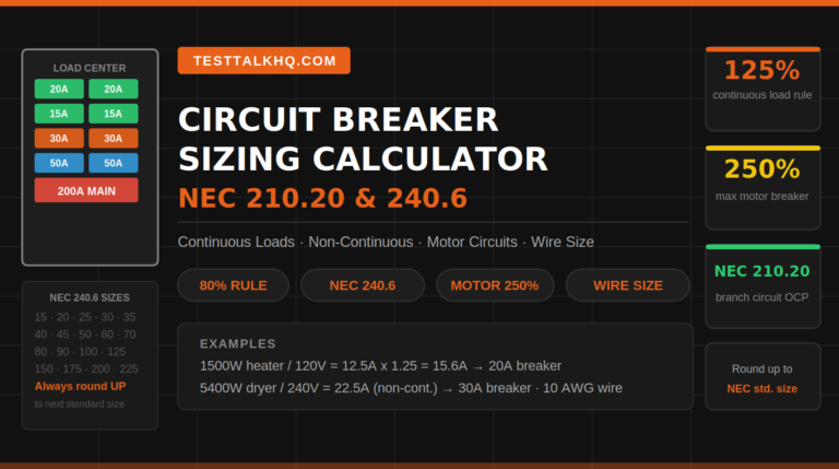 Circuit Breaker Sizing Calculator