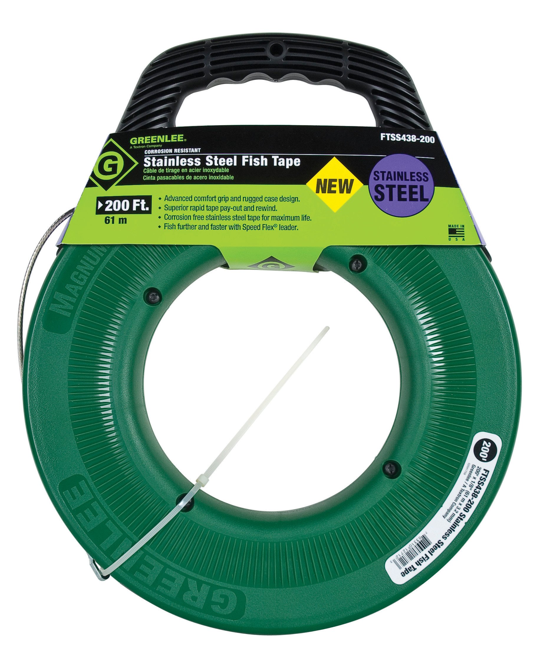 Greenlee FTSS438-200 stainless steel fish tape 200ft