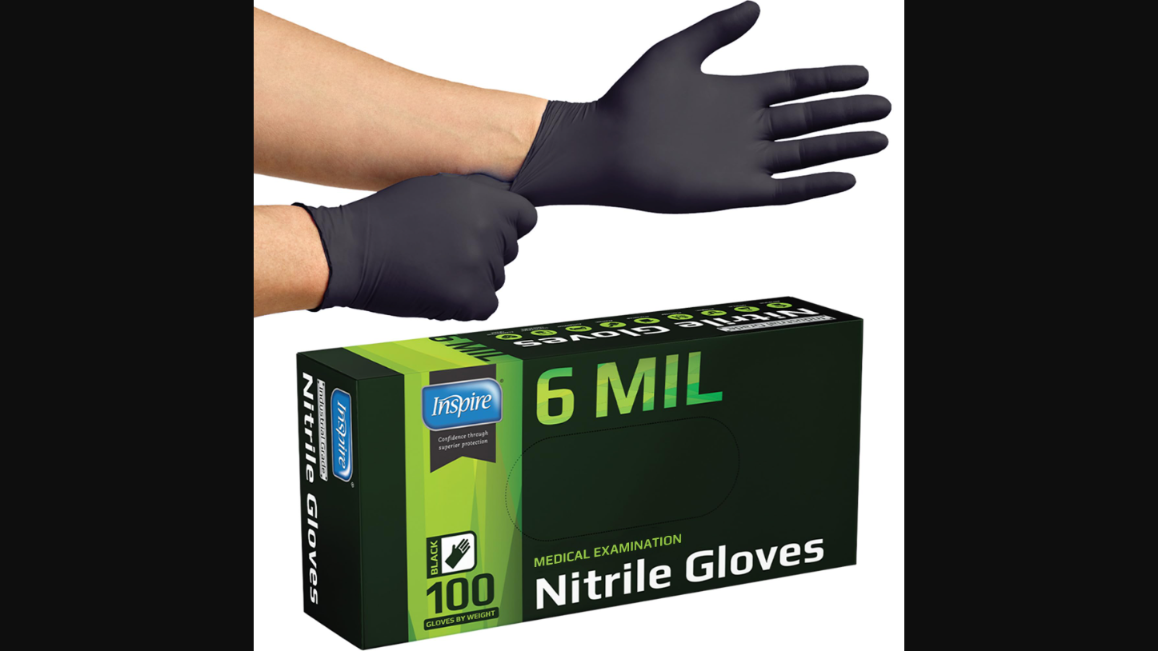 Inspire black nitrile gloves heavy duty 6 mil
