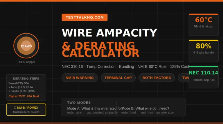 Wire Ampacity& Derating Calculator