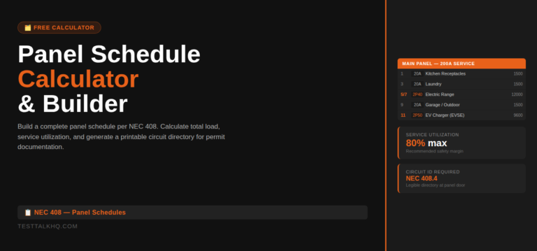 Panel Schedule Calculator