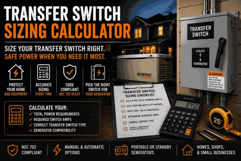 Generator Transfer Switch Calculator — What Size Do You Need?