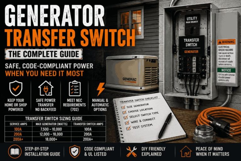 Generator Transfer Switch Guide — Manual vs Automatic, Sizing & Install