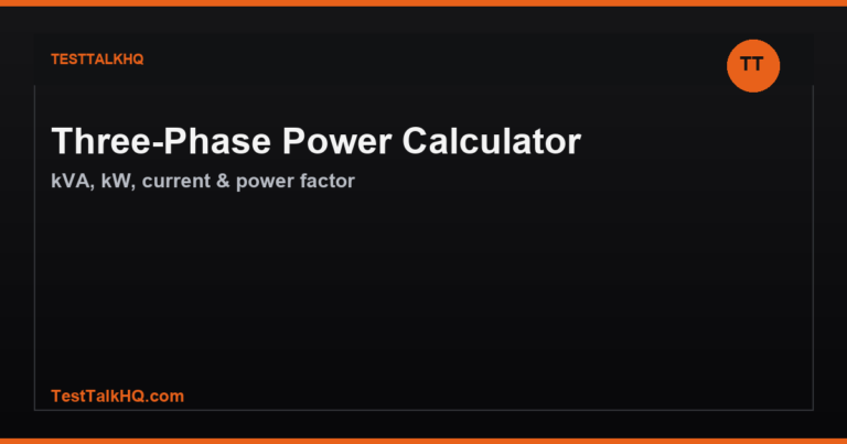 Three-Phase Power Calculator — kVA, kW, Current & Power Factor