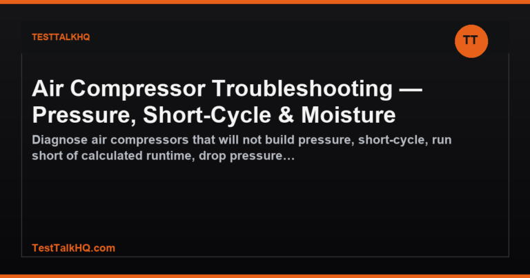 Air Compressor Troubleshooting — Pressure, Short-Cycle & Moisture featured image