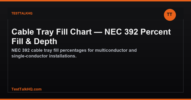 Cable Tray Fill Chart — NEC 392 Percent Fill & Depth featured image