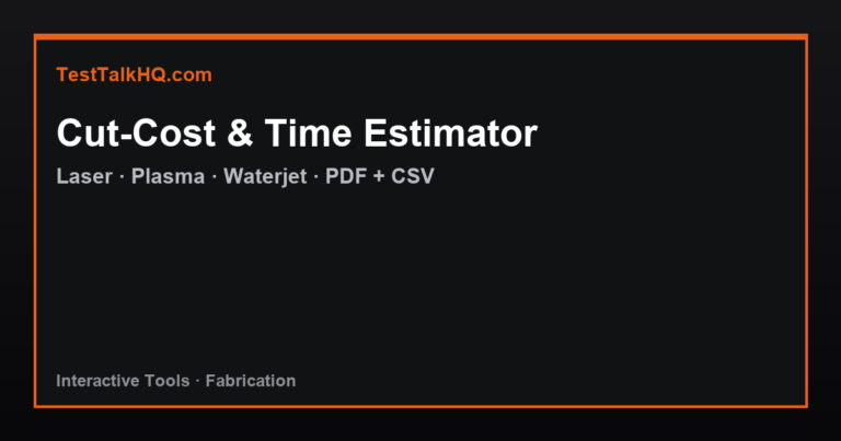 Cut-Cost & Time Estimator Calculator — Laser · Plasma · Waterjet