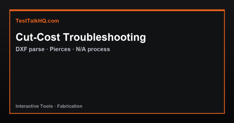 Cut-Cost & Time Estimator Troubleshooting — DXF, Pierces & N/A