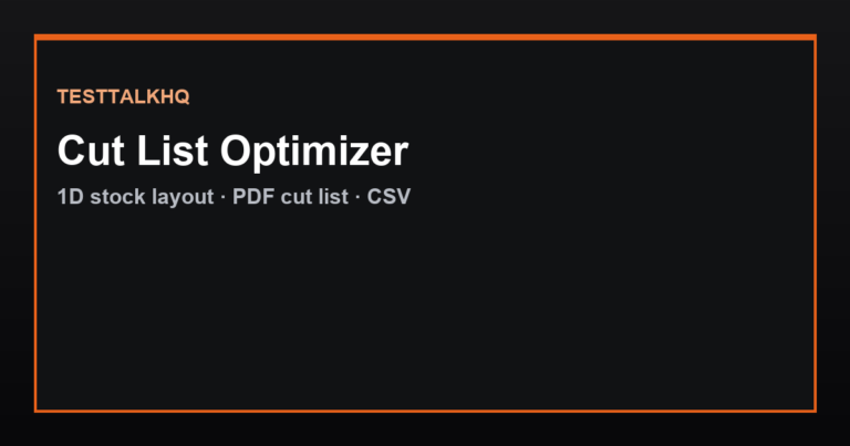 Cut List Optimizer Calculator — Stock Cutting Layout for Bar & Lumber