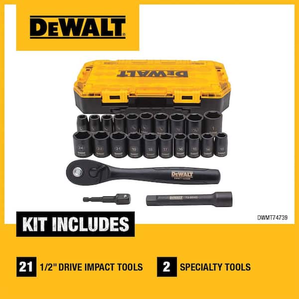 DEWALT 1/2 inch drive impact socket set
