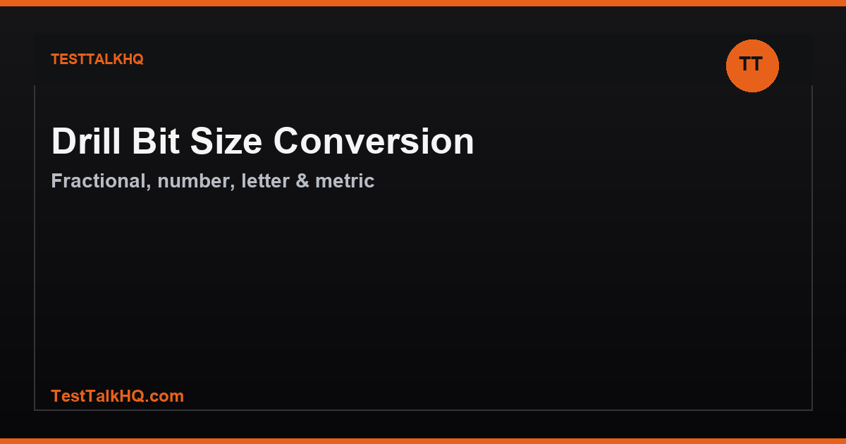 Drill Bit Size Conversion Chart — Fractional, Number, Letter & Metric ...