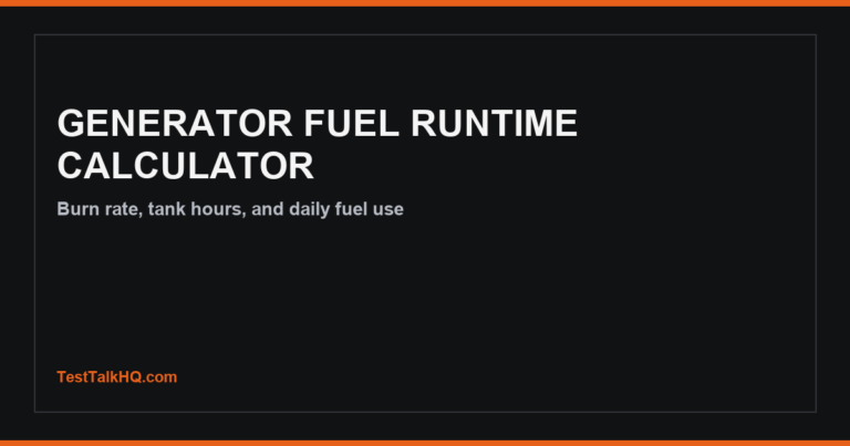 Generator Fuel Consumption & Runtime Calculator