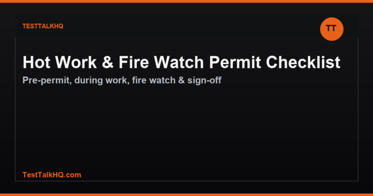 Hot Work & Fire Watch Permit Checklist