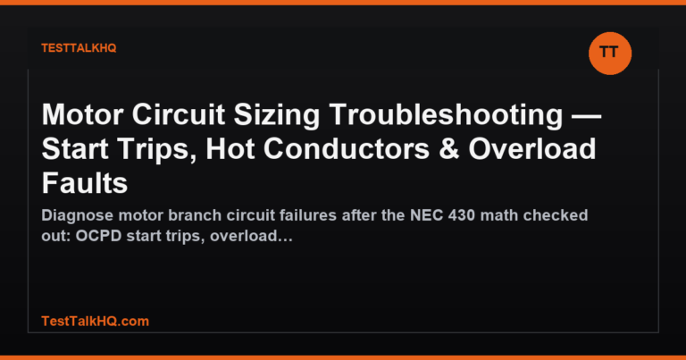 Motor Circuit Sizing Troubleshooting — Start Trips, Hot Conductors & Overload Faults featured image