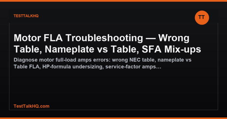Motor FLA Troubleshooting — Wrong Table, Nameplate vs Table, SFA Mix-ups featured image