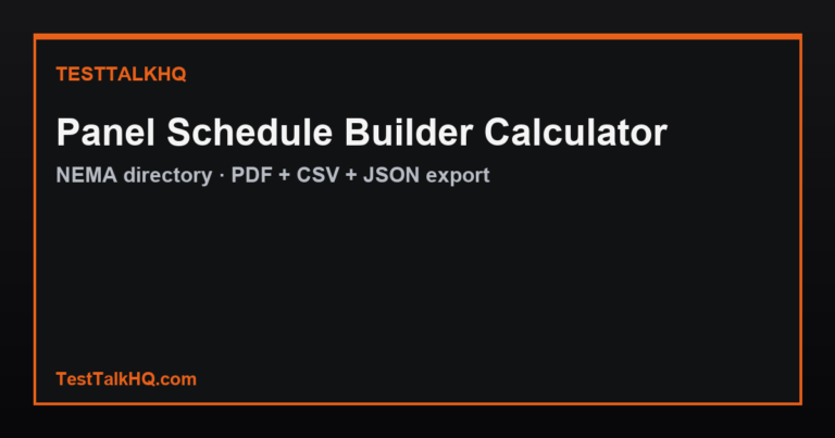 Panel Schedule Builder Calculator — Circuit Directory PDF & CSV
