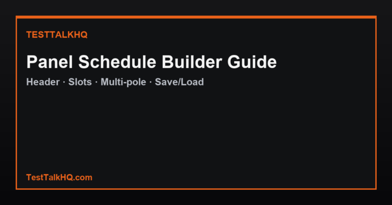 Panel Schedule Builder Guide — NEMA Layout, Multi-Pole & Export