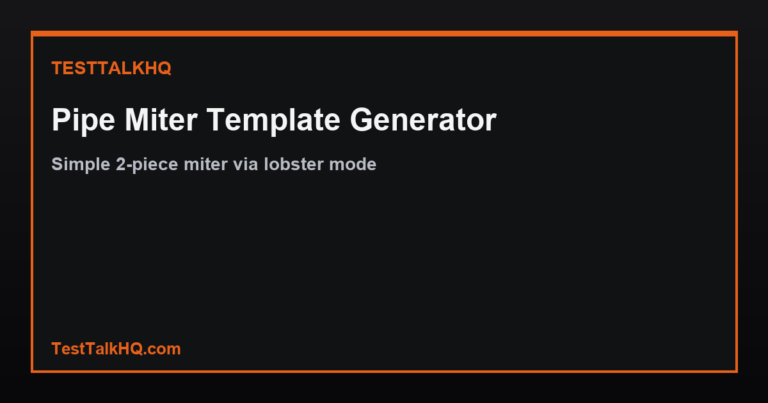 Pipe Miter Template Generator — Simple 2-Piece Pipe Miter Flat Pattern