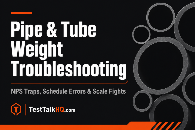 Pipe & Tube Weight Troubleshooting — NPS Traps, Schedule Errors & Scale Fights