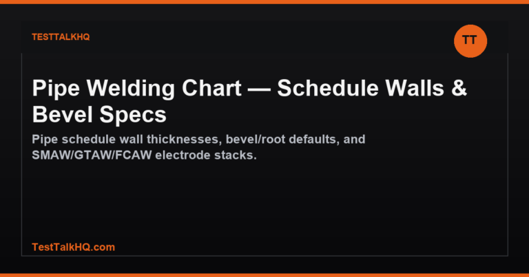 Pipe Welding Chart — Schedule Walls & Bevel Specs featured image