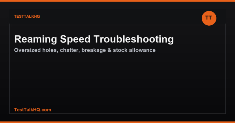 Reaming Speed Troubleshooting — Oversized Holes, Chatter & Reamer Breakage