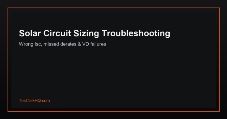 Solar Circuit Sizing Troubleshooting — Wrong Isc, Missed Derates & VD Failures