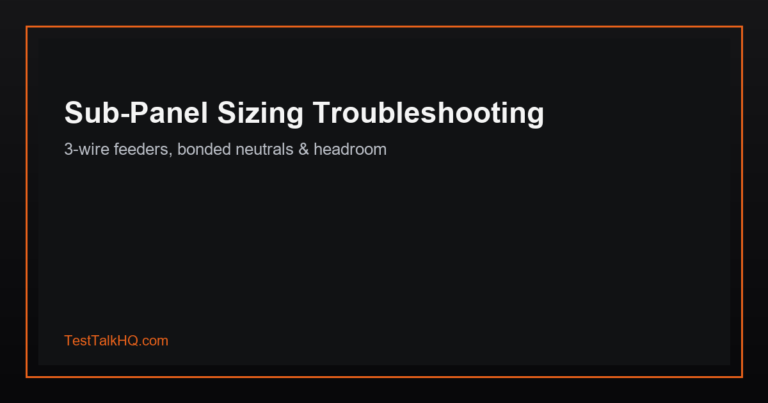 Sub-Panel Sizing Troubleshooting — Bus vs Feeder, Bonding & Headroom