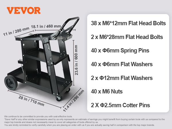 VEVOR Welding Cart 3-Tier