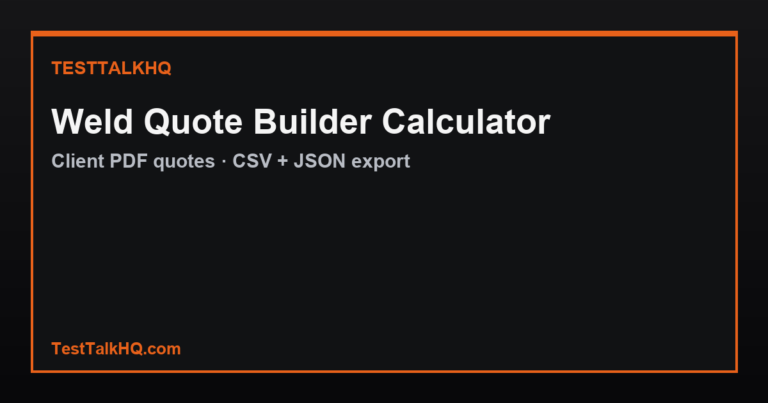 Weld Quote / Job Estimate Builder Calculator — Client-Ready PDF Quotes