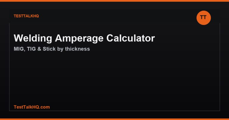 Welding Amperage Calculator — MIG, TIG, Stick by Thickness
