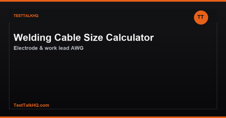 Welding Cable Size Calculator — Electrode & Work Lead AWG