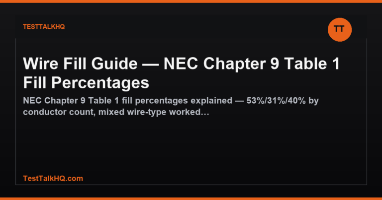 Wire Fill Guide — NEC Chapter 9 Table 1 Fill Percentages featured image