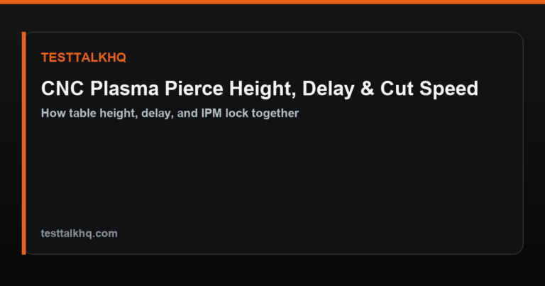 CNC Plasma Pierce Height, Delay & Cut Speed Guide