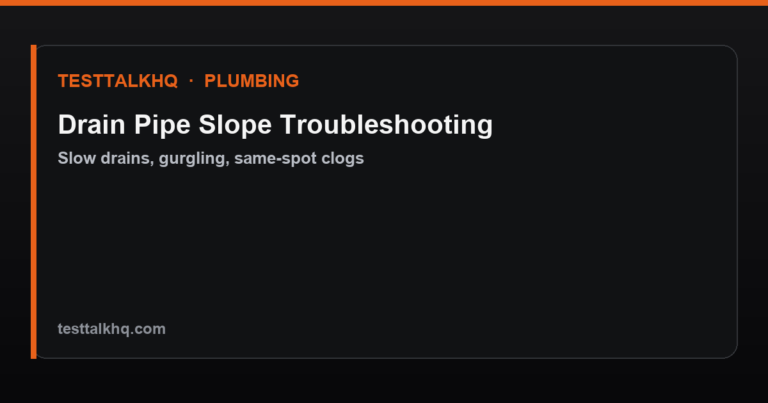 Drain Pipe Slope Troubleshooting