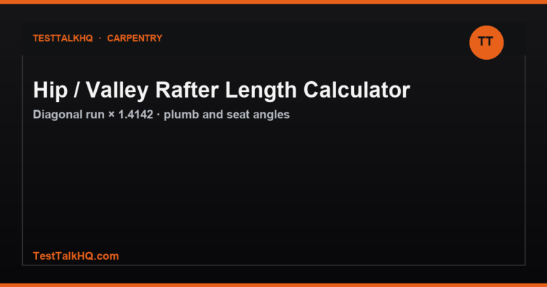 Hip / Valley Rafter Length Calculator