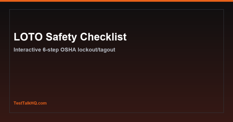 Lockout/Tagout (LOTO) Safety Checklist