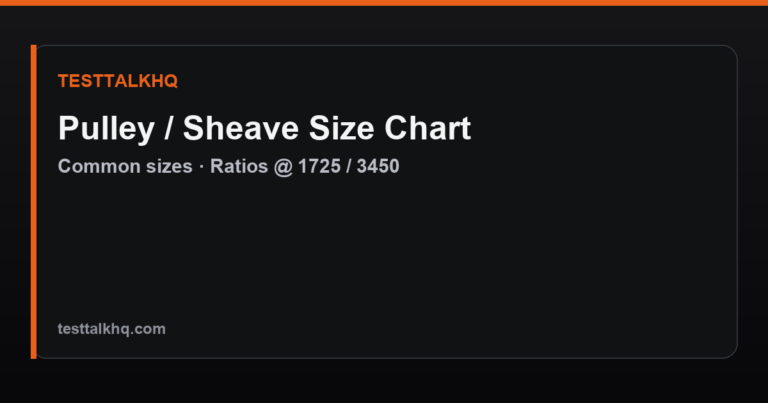 Pulley / Sheave Size Chart