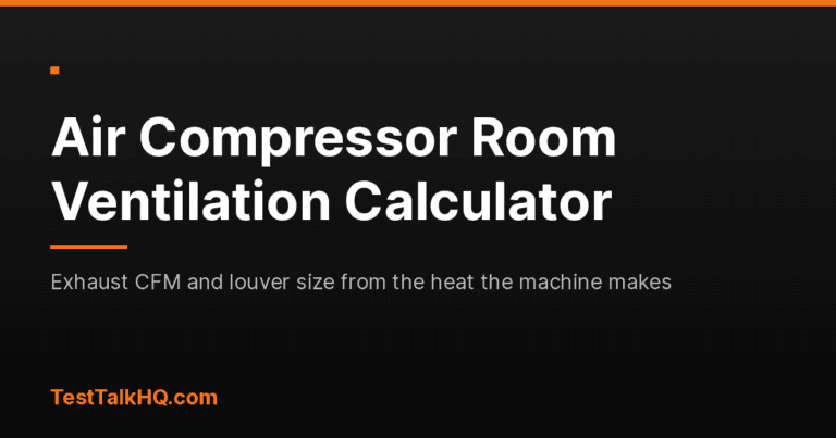 Air Compressor Room Ventilation Calculator