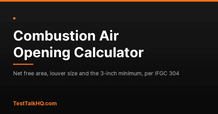Combustion Air Opening Calculator