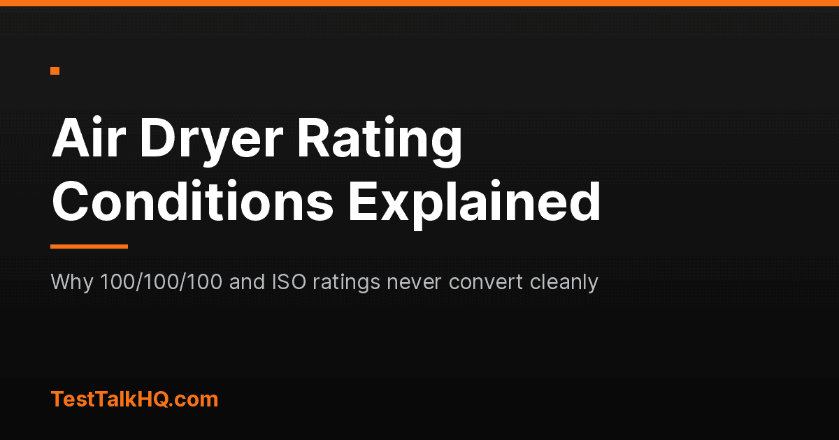 Air Dryer Rating Conditions: Why 100/100/100 and the ISO Convention Never Convert