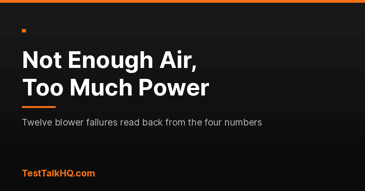 Not Enough Air, Too Much Power: Twelve Blower Faults Read Back From the Four Numbers