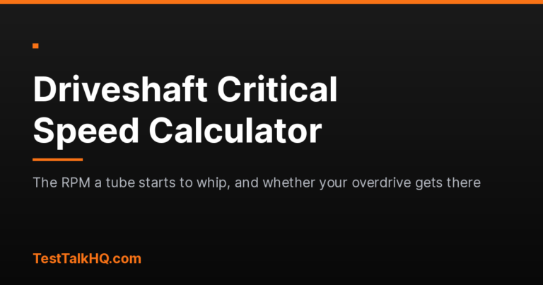 Driveshaft Critical Speed Calculator