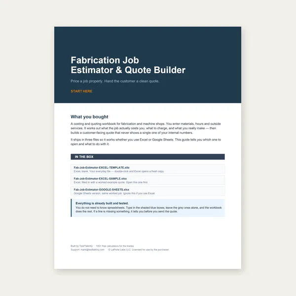 Welding Job Estimator